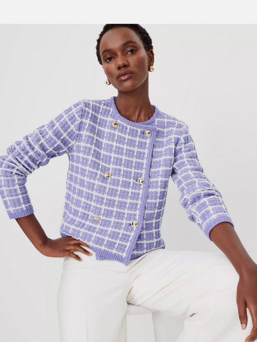 Ann Taylor XS Lavender Knit Cardigan Sweater – Textured Button Front